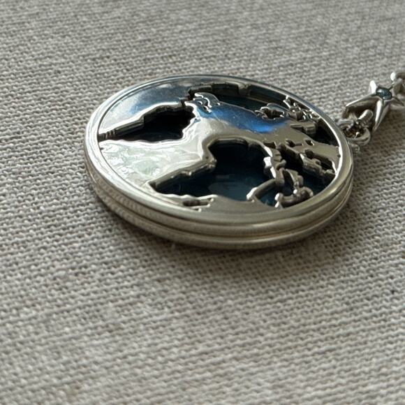 BRIGHTON Halo ODYSSEY WORLD NECKLACE & POUCH Map Earth Silver Blue Water NWT - Picture 4 of 11